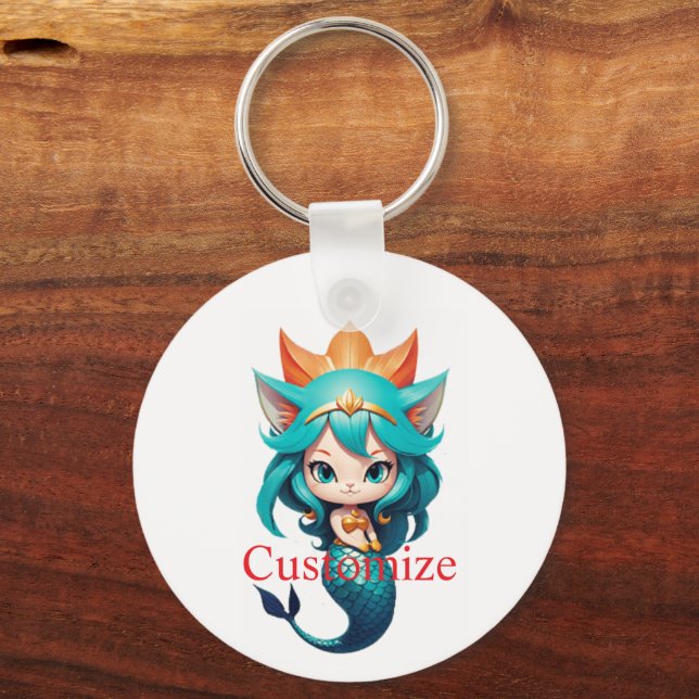 Cute Kitty Cat Mermaid Thunder_Cove Keychain (Front)