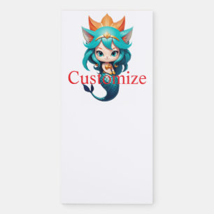 Cute Kitty Cat Mermaid Thunder_Cove Magnetic Notepad