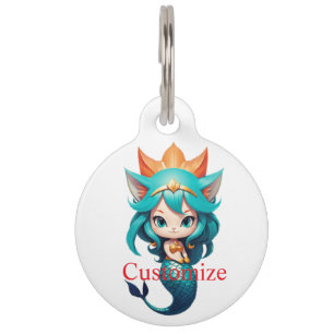 Cute Kitty Cat Mermaid Thunder_Cove Pet ID Tag