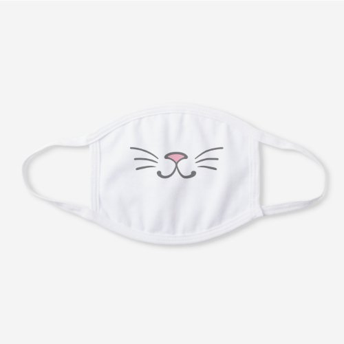 Cute Kitty Cat Nose Whiskers White Cotton Face Mask