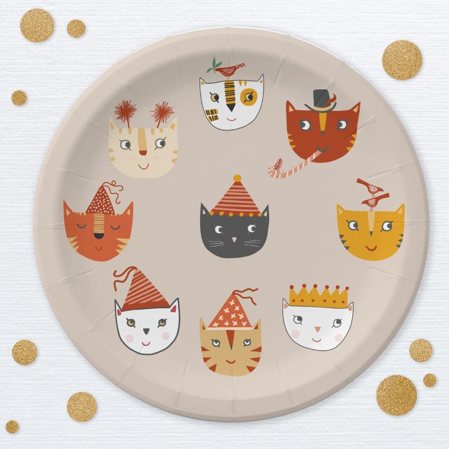 Cute Kitty Cat Paper Plates (Cute kitty cat themed party paper plate)