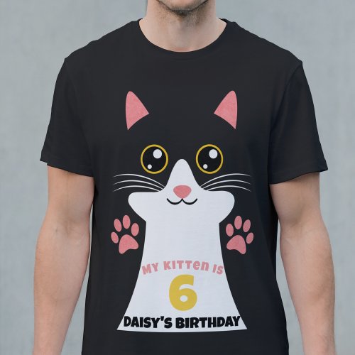 Cute Kitty Cat Parents Birthday Party T_Shirt