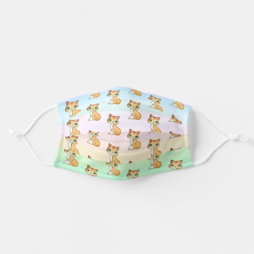 Cute kitty cat pattern on pastel colors adult cloth face mask