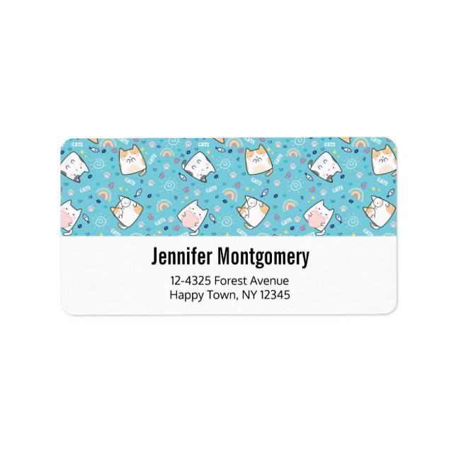 Cute Kitty Cat Pattern Whimsical Label (Front)