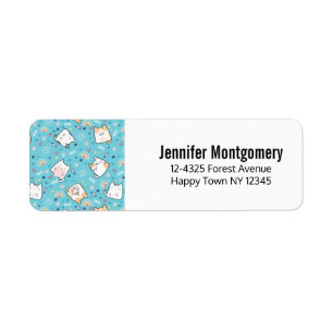Cute Kitty Cat Pattern Whimsical Label