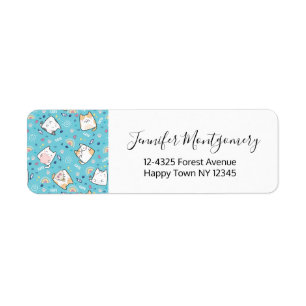 Cute Kitty Cat Pattern Whimsical Label