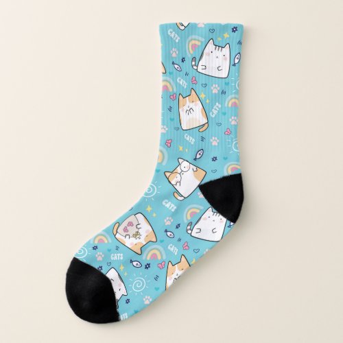 Cute Kitty Cat Pattern Whimsical Socks