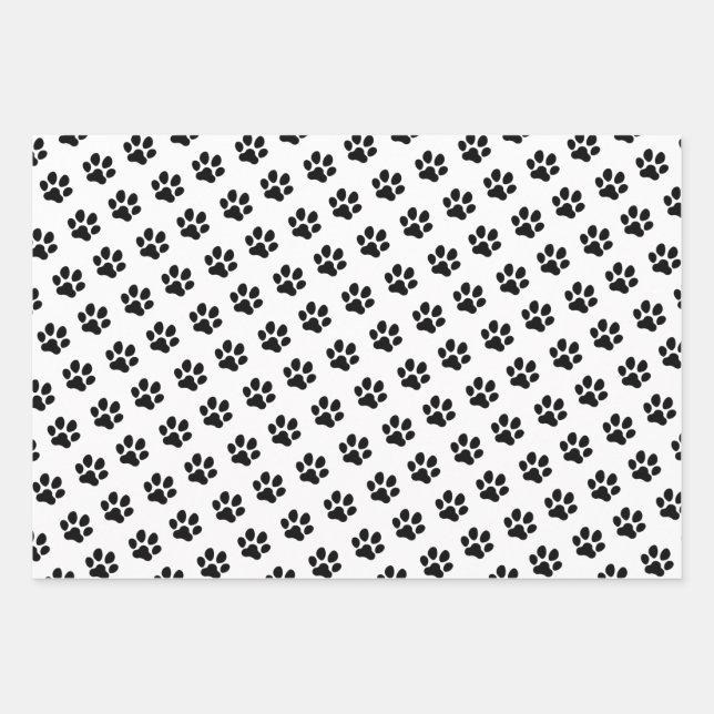 Cute Kitty Cat Paws Pattern, Cat Lovers Wrapping Paper Sheets (Front)