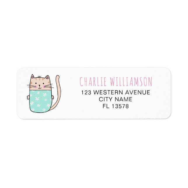 Cute Kitty Cat personalized address Label (Front)