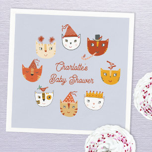 Cute Kitty Cat Personalized Baby Shower Napkins