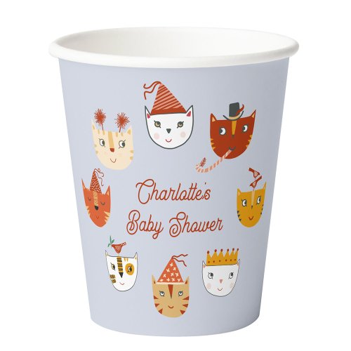 Cute Kitty Cat Personalized Baby Shower Paper Cups