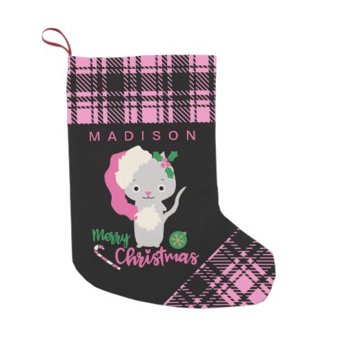 Cute Kitty Cat Personalized Christmas Stocking