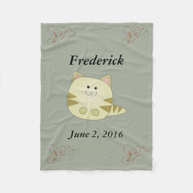 Cute Kitty Cat Personalized Fleece Blanket (Front)