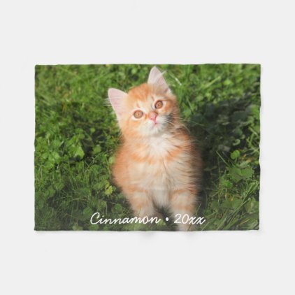 Cute Kitty Cat Personalized Pet Photo Custom Fleece Blanket