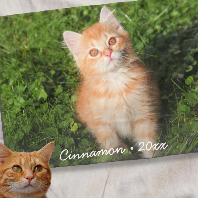 Cute Kitty Cat Personalized Pet Photo Custom Fleece Blanket (Creator Uploaded)