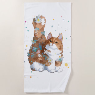 Cute Kitty Cat Pet Animal Beach Towel