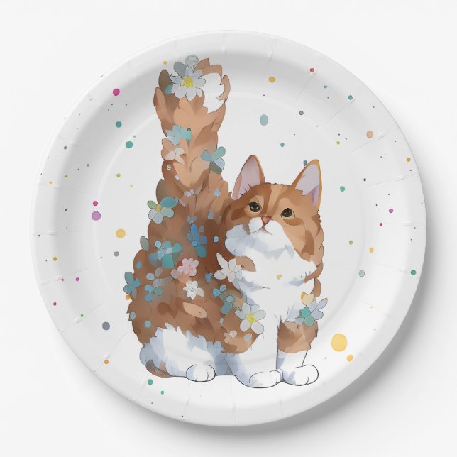 Cute Kitty Cat Pet Animal  Paper Plates (Front)