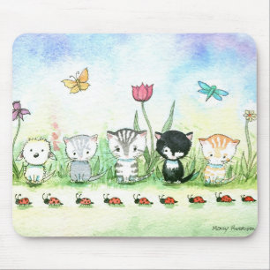 Cute Kitty Cat Puppy Ladybug Mousepad