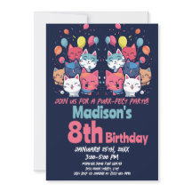 Cute Kitty Cat Purr-Fect Party Cats Birthday