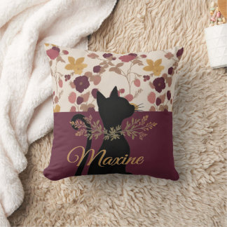 Cute Kitty Cat Silhouette Throw Pillow