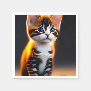 Cute Kitty Cat Sitting Art Napkins
