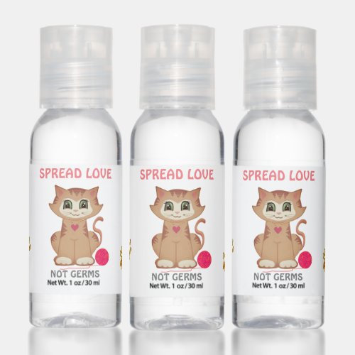 Cute kitty cat spread love not germs hand sanitizer