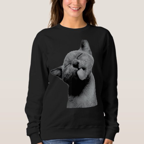 Cute Kitty Cat Sticking Out His Tongue At You Anim Sweatshirt