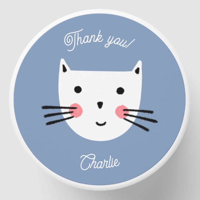 Cute Kitty Cat Thank You Personalized Mini Candle Favors (Front)