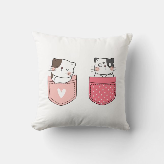 Cute Kitty Cat Throw Pillow (Front)