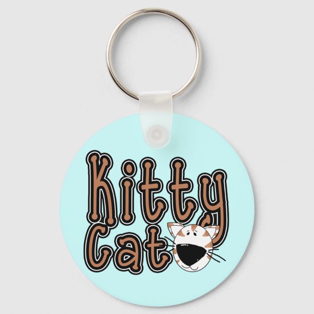 Cute Kitty Cat Tshirts and Gifts Keychain (Front)