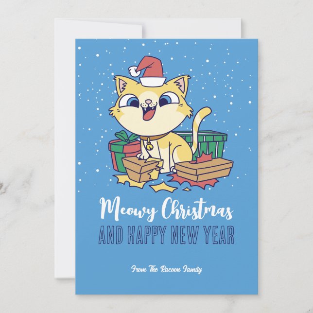 Cute Kitty Cat Winter Holiday Meowy Christmas (Front)
