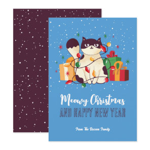Cute Kitty Cat Winter Holiday Meowy Christmas Card