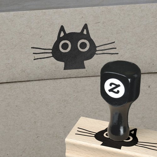 Cute Kitty Cat with Big Eyes and Long Whiskers Rubber Stamp