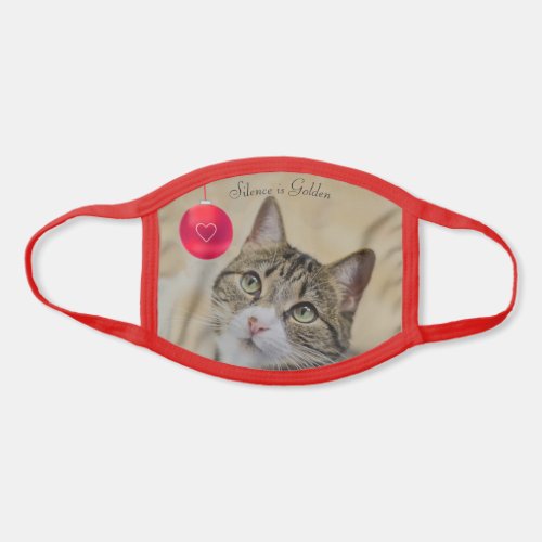 Cute Kitty Cat with Christmas Ball  Calligraphy Face Mask