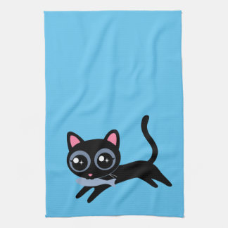 Cute Kitty Cat with Fish Gift for Girlfriend Kitchen Towel