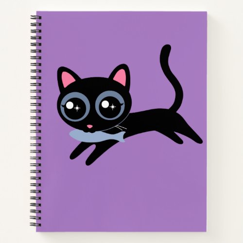 Cute Kitty Cat with Fish Gift for Girls Notebook