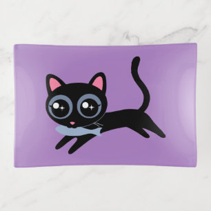 Cute Kitty Cat with Fish Gift for Girls Trinket Tray