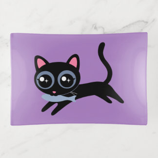 Cute Kitty Cat with Fish Gift for Girls Trinket Tray