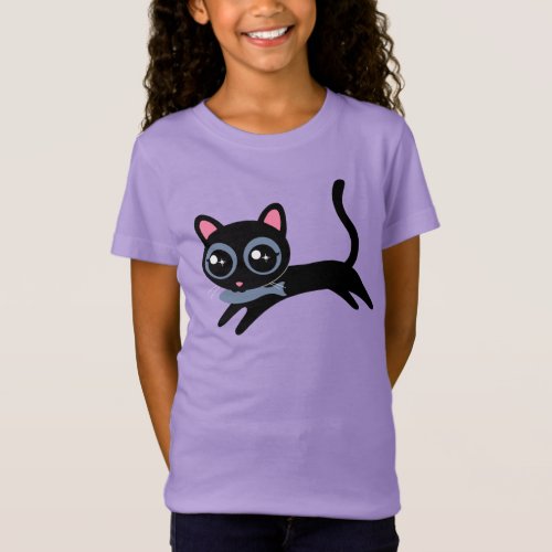 Cute Kitty Cat with Fish T_Shirt