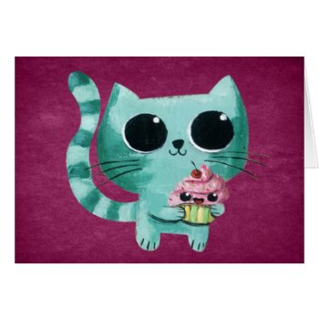 Cute Kitty Cat With Kawaii Cupcake by colonelle at Zazzle