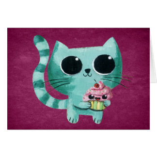 Cute Kitty Cat with Kawaii Cupcake Cards