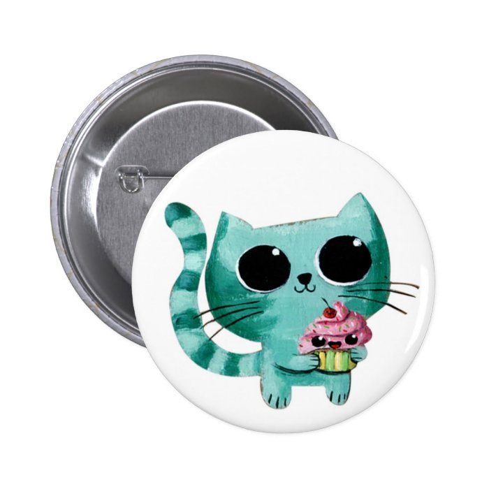 Cute Kitty Cat with Kawaii Cupcake Pin