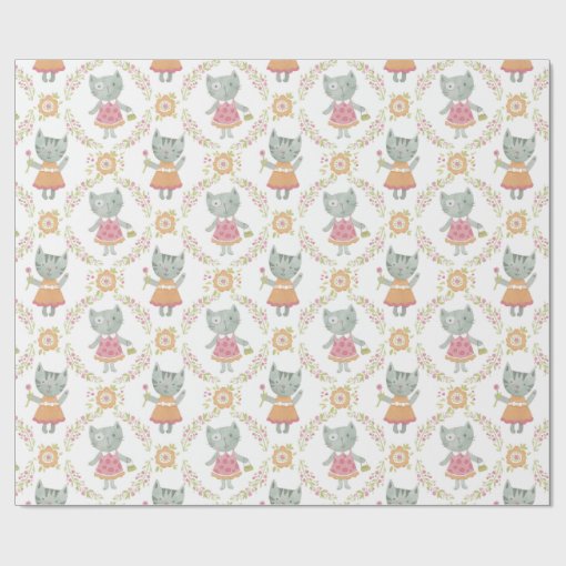Cute Kitty Cat Wrapping Paper Zazzle