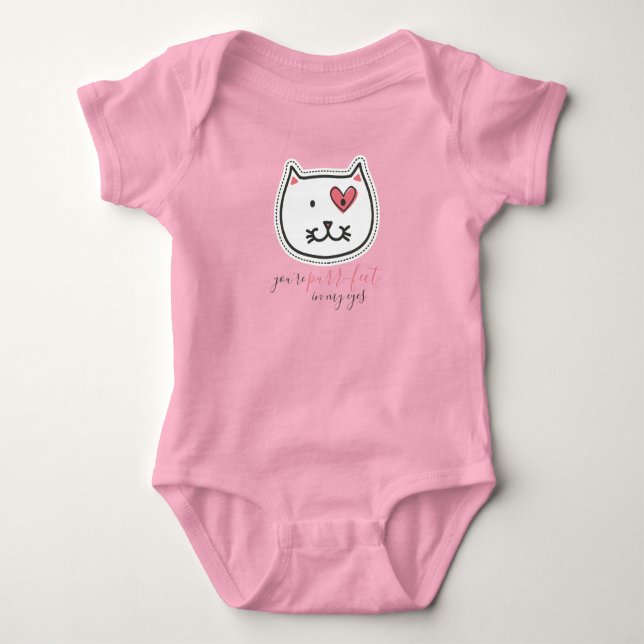 Cute Kitty Cat You're Purrfect Valentine's Day Baby Bodysuit (Front)