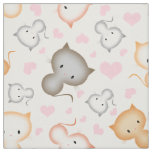 Cute Kitty Cats and Hearts Pattern Fabric