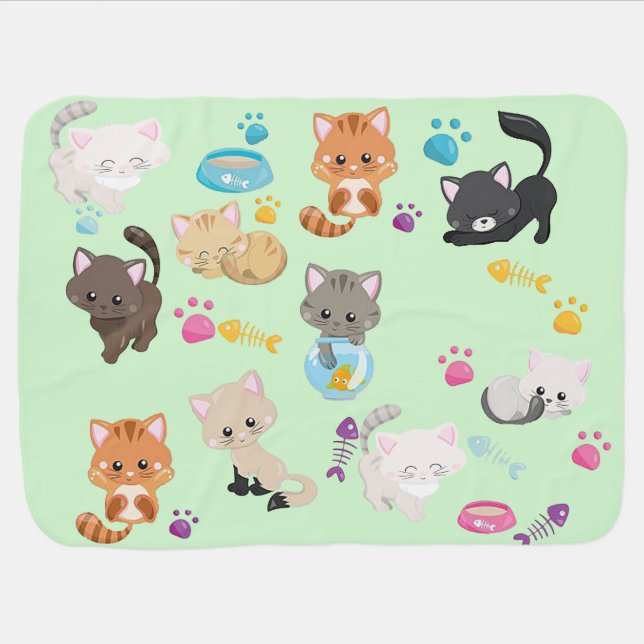 cute kitty cats baby blanket (Horizontal)