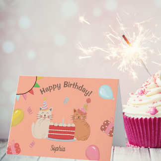Cute Kitty Cats Birthday Party Card