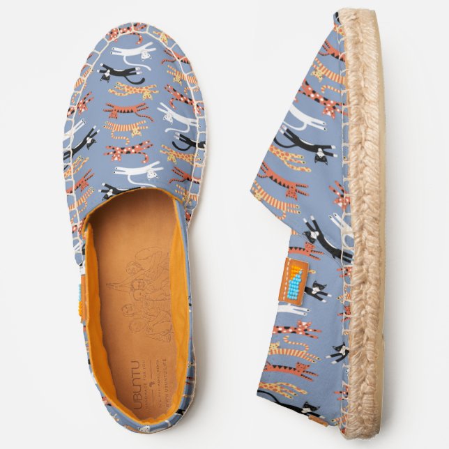 Cute Kitty Cats Blue Espadrilles (Side)