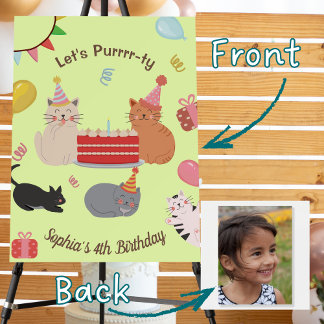 Cute Kitty Cats Kid's Birthday Party with Photo Foam Board