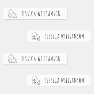 Cute Kitty Cats Modern Add Your Name Kids  Kids' Labels
